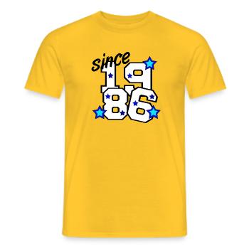 1986 Star Numeral Design, 40th Birthday - Men's T-Shirt - yellow - Front - AI Model Male 178 dark (178cm)