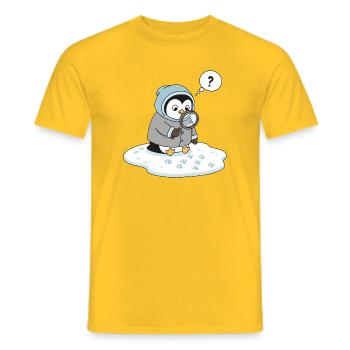Süßer Pinguin Detektiv Spurensuche Tierbeobachtung - Männer T-Shirt - Gelb - Vorne - AI Model Male 178 dark (178cm)