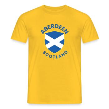 Aberdeen Scottish Shield Emblem - Männer T-Shirt - Gelb - Vorne - AI Model Male 178 dark (178cm)