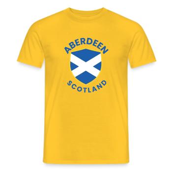 Aberdeen Shield: Scottish Crest - Men's T-Shirt - yellow - Front - AI Model Male 178 dark (178cm)