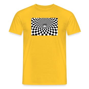 Tunnel à damier hypnotique - T-shirt homme - jaune - Devant - AI Model Male 178 dark (178cm)