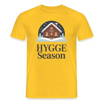 Hygge Season Cozy Winter Cabin Danish Lifestyle - Men's T-Shirt - yellow - Front - AI Model Male 178 dark (178cm)