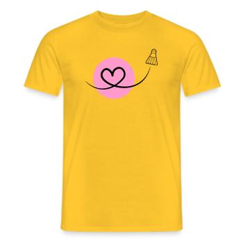 Badminton Love – Federball Herz - Männer T-Shirt - Gelb - Vorne - AI Model Male 178 dark (178cm)