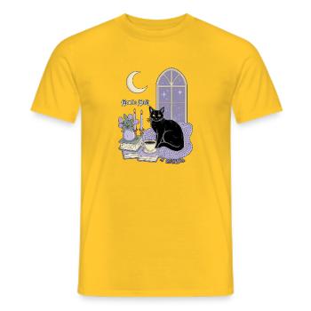 Gentle Goth Cozy Goth Katze - Männer T-Shirt - Gelb - Vorne - AI Model Male 178 dark (178cm)