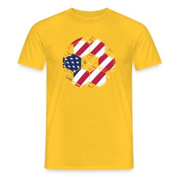 Ballon de football patriotique Drapeau américain USA Sports Gif - T-shirt homme - jaune - Devant - AI Model Male 178 dark (178cm)