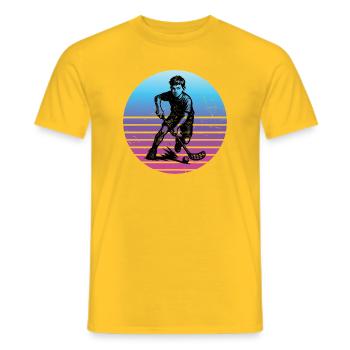 Floorball artwork for your outfit - Men's T-Shirt - yellow - Front - AI Model Male 178 dark (178cm)