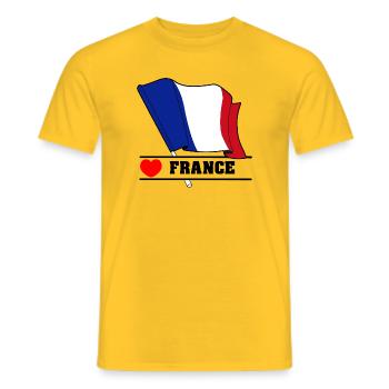 Cœur du drapeau français - T-shirt homme - jaune - Devant - AI Model Male 178 dark (178cm)