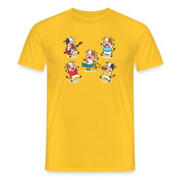 Comique de fête musicale du groupe de vaches mignonnes - T-shirt homme - jaune - Devant - AI Model Male 178 dark (178cm)
