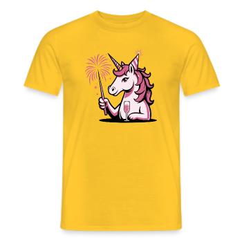 New Year's Eve Unicorn 2026 - Men's T-Shirt - yellow - Front - AI Model Male 178 dark (178cm)
