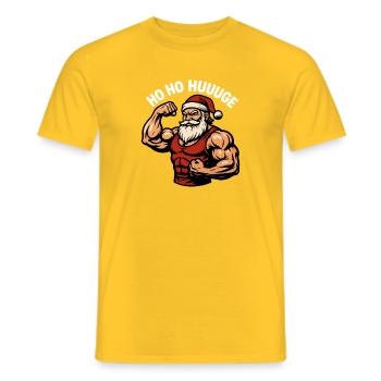 Ho, ho! Huge fun Christmas workout at Fit - Men's T-Shirt - yellow - Front - AI Model Male 178 dark (178cm)