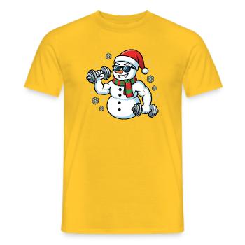 Weihnachts-Schneemann-Gewichtheber-Fitnessstudio-L - Männer T-Shirt - Gelb - Vorne - AI Model Male 178 dark (178cm)