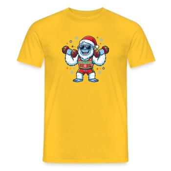 Yéti de Noël, haltérophile, gym, - T-shirt homme - jaune - Devant - AI Model Male 178 dark (178cm)