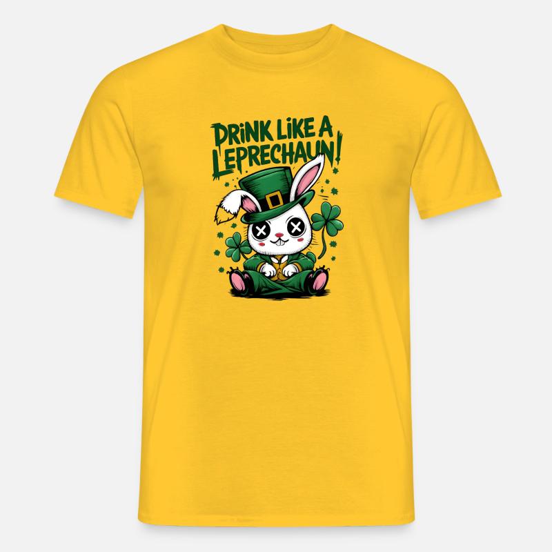 Drinking Bunny Leprechaun St. Patrick's Day - Men’s T-shirt - yellow