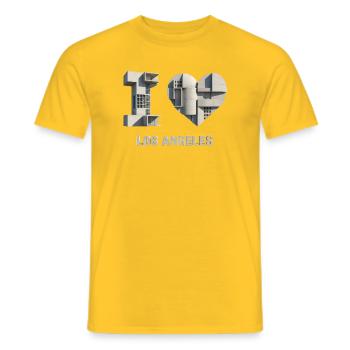 LOS ANGELES – Lettrage moderne en béton - T-shirt homme - jaune - Devant - AI Model Male 178 dark (178cm)