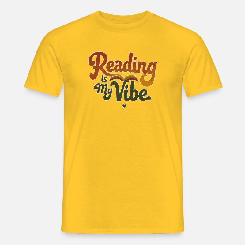 Reading Is My Vibe – Retro Buchspruch - Männer T-Shirt - Gelb