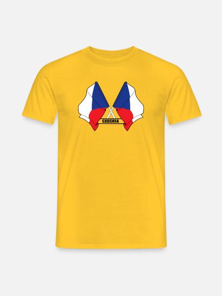 RÉPUBLIQUE TCHÈQUE – Drapeaux croisés - T-shirt homme - jaune