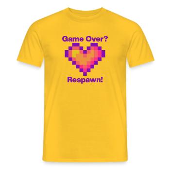 Game Over? Respawn mit Herz, Gamer Love Language - Männer T-Shirt - Gelb - Vorne - AI Model Male 178 dark (178cm)
