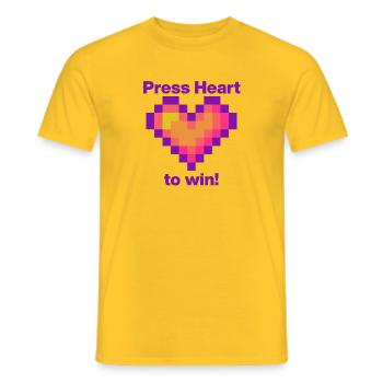 Press Heart to Win,Gamer Love Language - Männer T-Shirt - Gelb - Vorne - AI Model Male 178 dark (178cm)
