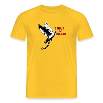 Dove of Liberation with Chain - Men's T-Shirt - yellow - Front - AI Model Male 178 dark (178cm)