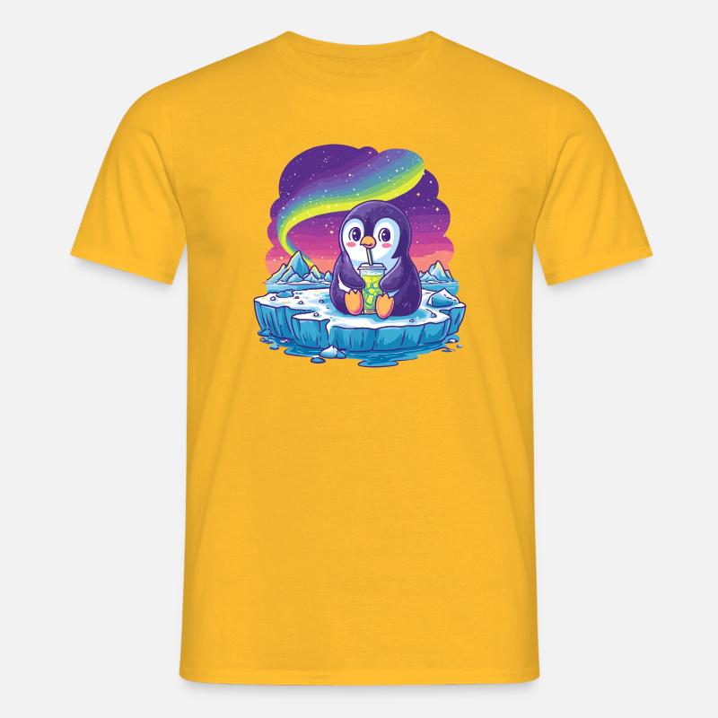 Aurora Pinguin Eislandschaft - Männer T-Shirt - Gelb