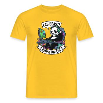 Lag Beast Panda Gamer Motif - Men's T-Shirt - yellow - Front - AI Model Male 178 dark (178cm)