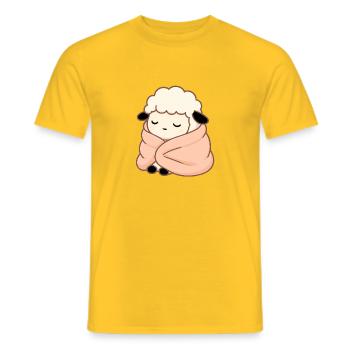 Mouton endormi – Illustration mignonne et douillette - T-shirt homme - jaune - Devant - AI Model Male 178 dark (178cm)