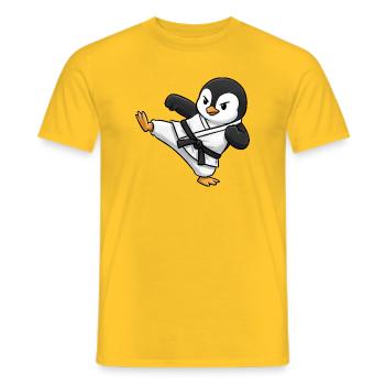 Karate Penguin Arts Martiaux Kick - T-shirt homme - jaune - Devant - AI Model Male 178 dark (178cm)