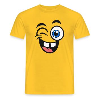 Lustiges Cartoon-Gesicht– Große Augen & Zunge raus - Männer T-Shirt - Gelb - Vorne - AI Model Male 178 dark (178cm)