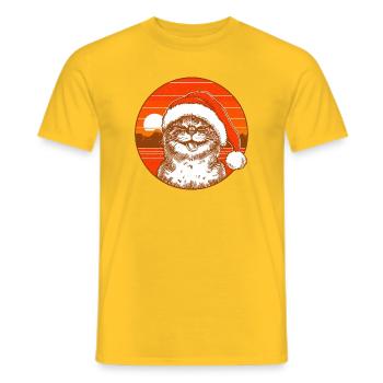 Christmas cat Vintage Retro Catmas - Men's T-Shirt - yellow - Front - AI Model Male 178 dark (178cm)
