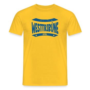 Kiel Stadium West Stand Hoodie, Hat, Mug - Men's T-Shirt - yellow - Front - AI Model Male 178 dark (178cm)