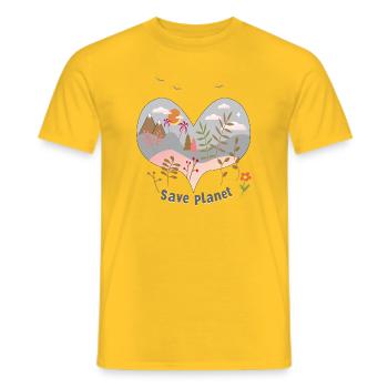 Sauver la planète - T-shirt homme - jaune - Devant - AI Model Male 178 dark (178cm)