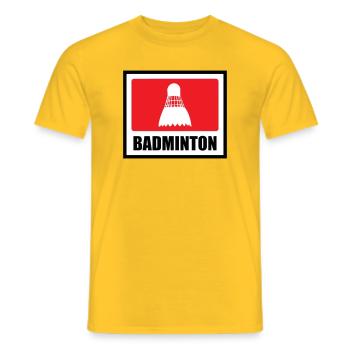 Badminton - Sport - Racket - Men's T-Shirt - yellow - Front - AI Model Male 178 dark (178cm)