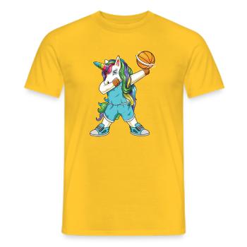 Funny Dabbing Basketball Unicorn Baller Sport Gift - Men's T-Shirt - yellow - Front - AI Model Male 178 dark (178cm)