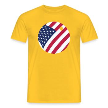 USA Flag Ping Pong Ball Patriotic Table Tennis - Men's T-Shirt - yellow - Front - AI Model Male 178 dark (178cm)
