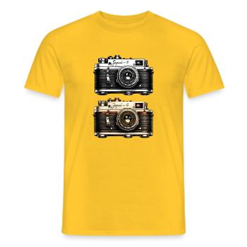 Twin Vintage Camera Duo - Men's T-Shirt - yellow - Front - AI Model Male 178 dark (178cm)