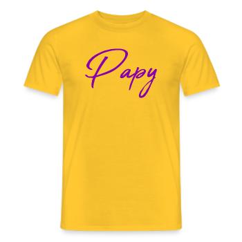 PAPY. PAPA. FÊTE DES PÈRES. BONNE FÊTE PAPA - T-shirt homme - jaune - Devant - AI Model Male 178 dark (178cm)