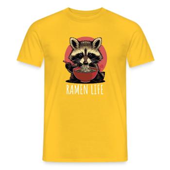 Ramen Life Raccoon - Men's T-Shirt - yellow - Front - AI Model Male 178 dark (178cm)