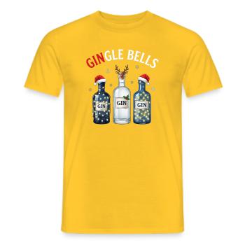 Gingle Bells Drôle de Gin Bottles de Noël Jeu de mots - T-shirt homme - jaune - Devant - AI Model Male 178 dark (178cm)