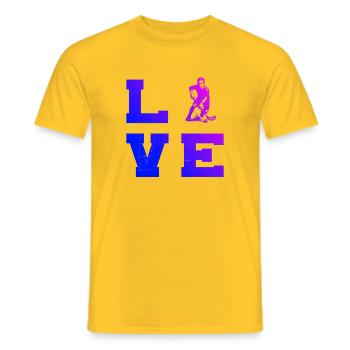 Floorball Liebe zum Anziehen - Männer T-Shirt - Gelb - Vorne - AI Model Male 178 dark (178cm)