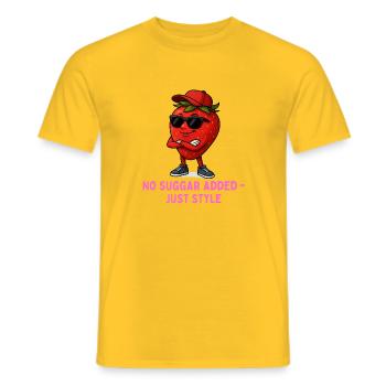 Erdbeer Stil – Kein Zucker - Männer T-Shirt - Gelb - Vorne - AI Model Male 178 dark (178cm)