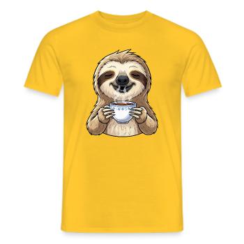 Adorateur de café paresseux adorant - T-shirt homme - jaune - Devant - AI Model Male 178 dark (178cm)
