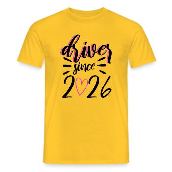 Driving License 2026 Driving Test Driving License Test - Men's T-Shirt - yellow - Front - AI Model Male 178 dark (178cm)