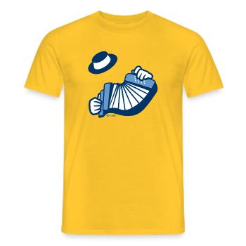 Blue accordion on a cheerful background - Men's T-Shirt - yellow - Front - AI Model Male 178 dark (178cm)