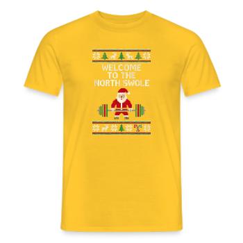 Welcome to the North Swole Funny Christmas Workout - Men's T-Shirt - yellow - Front - AI Model Male 178 dark (178cm)