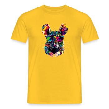 Ratte Süße Maus Nagetiere Zwergmaus Ratten Mäuse - Männer T-Shirt - Gelb - Vorne - AI Model Male 178 dark (178cm)