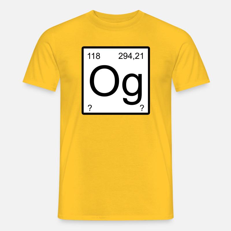 Oganesson Og Element Grafik Periodensystem - Männer T-Shirt - Gelb