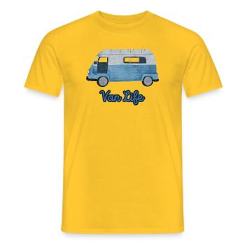 Van Life Watercolor Vintage Camper Travel - Men's T-Shirt - yellow - Front - AI Model Male 178 dark (178cm)