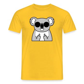 Koala Punk: Middle Finger Attitude - Men's T-Shirt - yellow - Front - AI Model Male 178 dark (178cm)