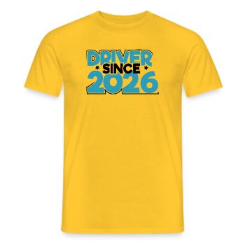 Driving License 2026 Driving Test Driving License Test - Men's T-Shirt - yellow - Front - AI Model Male 178 dark (178cm)