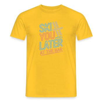 Skier plus tard au bar après ski bar - T-shirt homme - jaune - Devant - AI Model Male 178 dark (178cm)